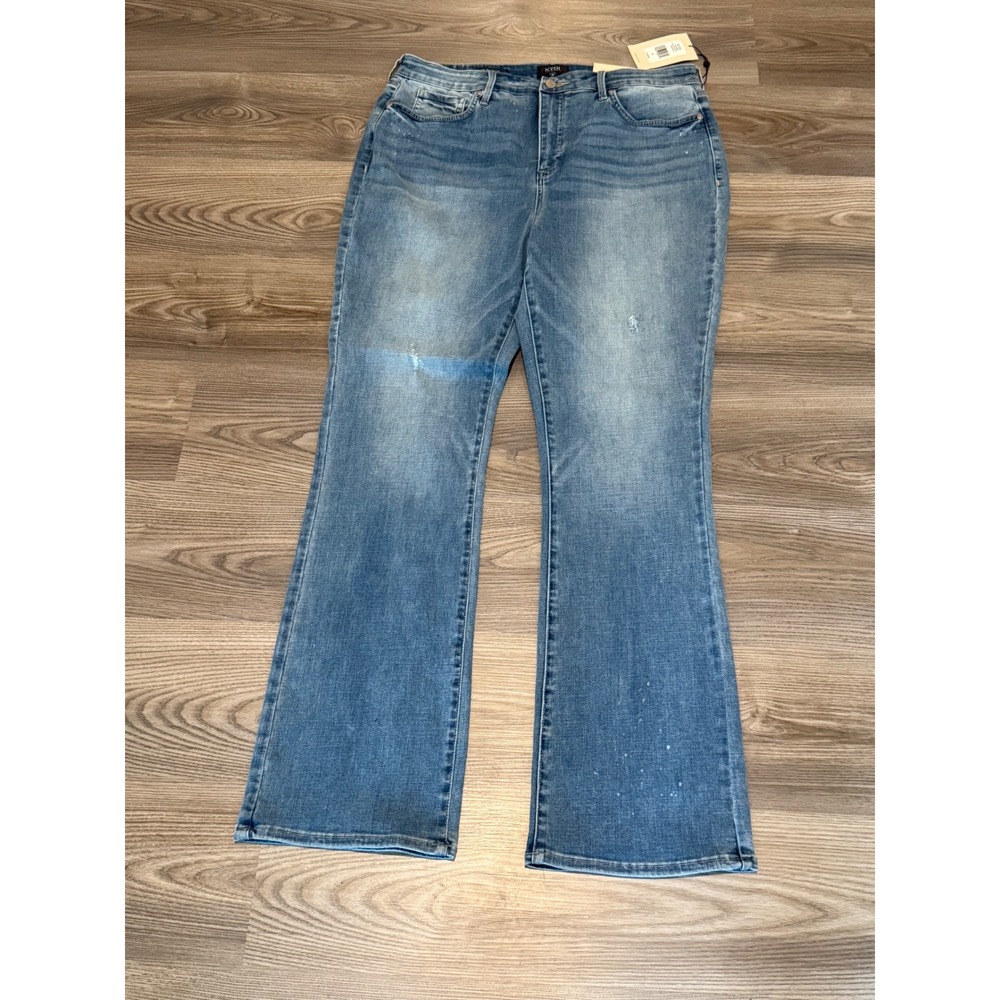 NYDJ Slim Bootcut Jeans Sandspur Wash Blue Distressed Women's Size 16 NWT